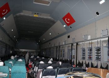 ANKARA, TURKEY - FEBRUARY 1: An inside view of Turkish cargo plane carrying 42 passengers from the Chinese city of Wuhan, the epicenter of the deadly coronavirus outbreak, is seen after landing at Etimesgut Military Airport in Ankara, Turkey on February 1, 2020.
 ( Ali Murat Alhas - Anadolu Agency )