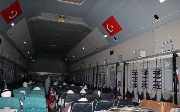 ANKARA, TURKEY - FEBRUARY 1: An inside view of Turkish cargo plane carrying 42 passengers from the Chinese city of Wuhan, the epicenter of the deadly coronavirus outbreak, is seen after landing at Etimesgut Military Airport in Ankara, Turkey on February 1, 2020.
 ( Ali Murat Alhas - Anadolu Agency )