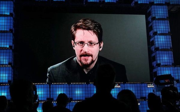 epa07972515 Edward Snowden of Fredom of the Press Foundation addresses a speech in video conference in the official opening ceremony of the 2019 Web Summit at Atlantic Pavilion in Lisbon, Portugal, 04 November 2019. The 2019 Web Summit, considered the largest event of startups and technological entrepreneur ship in the world, takes place from 04 to 07 November.  EPA-EFE/MIGUEL A. LOPES