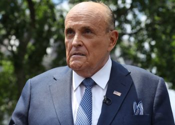 WASHINGTON, DC - JULY 01: President Donald Trump's lawyer and former New York City Mayor Rudy Giuliani talks to journalists outside the White House West Wing July 01, 2020 in Washington, DC. Giuliani did an on-camera interview with One America News Network's Chanel Rion before talking to other journalists about Vice President Joe Biden and the news that Russian intelligence may have paid Taliban operatives to kill U.S. troops in Afghanistan. (Photo by Chip Somodevilla/Getty Images)