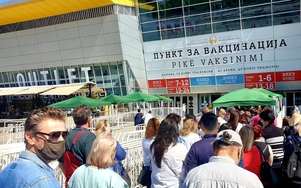 Пункт за вакцинација сала „Борис Трајковски“ Скопје. Фото: Ј. Ѓорѓиоски/Фронтлајн