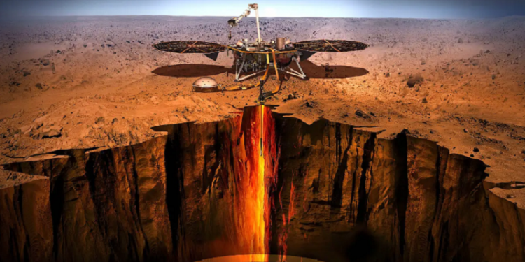 Илустрација на „InSight“ на Марс