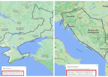 Споредба на освоената територија на Украина и дел од Балканот (Фејсбук / bokoch.alex)