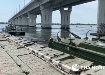 Антоновски мост во регионот Херсон, Украина. Фото: Принтскрин