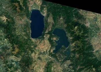 Сателитска снимка на Охридско и Преспанско Езеро. ФОТО: NASA  Imager-2 (OLI-2) Landsat 9