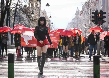 Марш на „Црвените чадори“’ во Скопје. Фото: Ангел Ангелов / ПМД