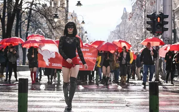 Марш на „Црвените чадори“’ во Скопје. Фото: Ангел Ангелов / ПМД