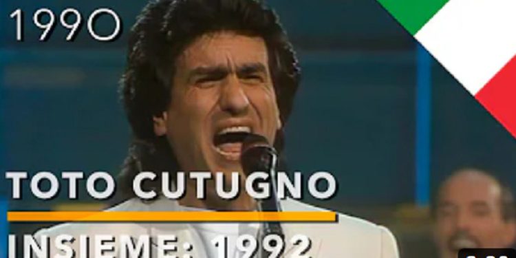 Скриншот, видео од настапот на Тото Кутуњо на Евровизија, Загреб, 1990 година