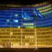 Зградата Берлејмонт осветлена со украинското знаме, по повод нападот на Русија против Украина/ Фото: Wikimedia Commons