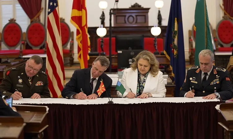 Потпишување на свечениот документ по повод три децении партнерство меѓу нашата армија и Националната гарда на Вермонт, во Вермонт, САД, јуни 2023 (фото извор: МО)