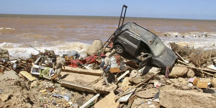 Штети од големите поплави се забележани во Дерна, Либија, 13 септември 2023 година (Photo: AP)