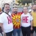 Драган Ковачки (четврти од лево на десно) на протестите против преговарачката рамка на ЕУ во јули, 2022 година (фото извор: ФБ профил на Ковачки)