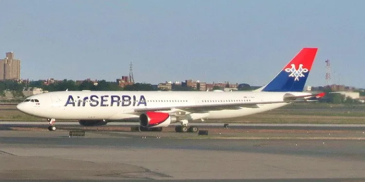 Air Serbia Airbus A330-202 at JFK Airport; Adam Moreira (AEMoreira042281) / CC BY-SA