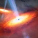 Два квазари се спојуваат. Илустрација: International Gemini Observatory/NOIRLab/NSF/AURA/M. Garlick