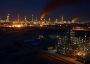 Гасни и нафтени постројки. Илустрација. Генерирано со ВИ