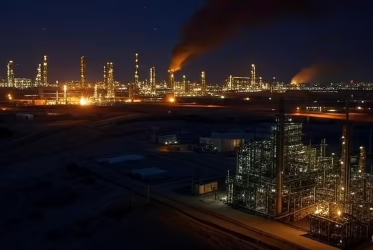 Гасни и нафтени постројки. Илустрација. Генерирано со ВИ