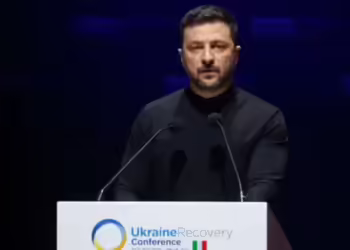 Volodymir Zelensky at "The Ukraine Recovery Conference" Photo source: New Europeans People’s Forum